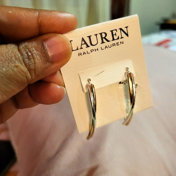 Two-tone earrings in silver and gold - Picture 2 of 3